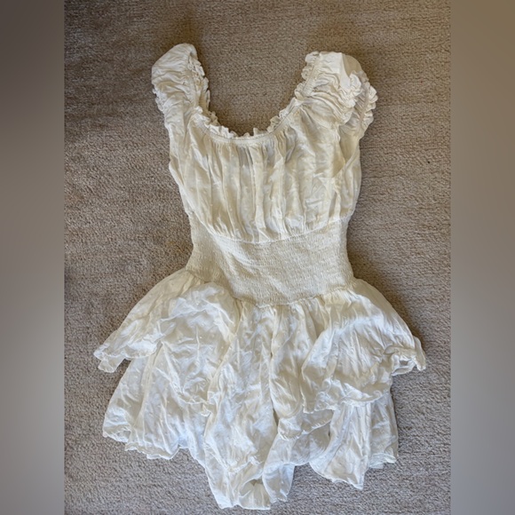 Princess Polly White Smocked Tiered Mini Dress - Picture 3 of 4